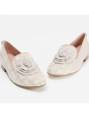 Taryn Rose Brigitta Woven Floral Heeled Loafers Size 5